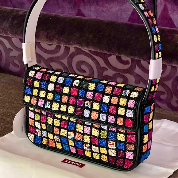 🌺🎉2XHP🎉🌺 NWT Staud Tommy Shoulder Bag Dance Floor - Picture 2 of 16